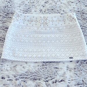 White Ultra mini skirt with crochet, gold , rhinestones and sequins. New !